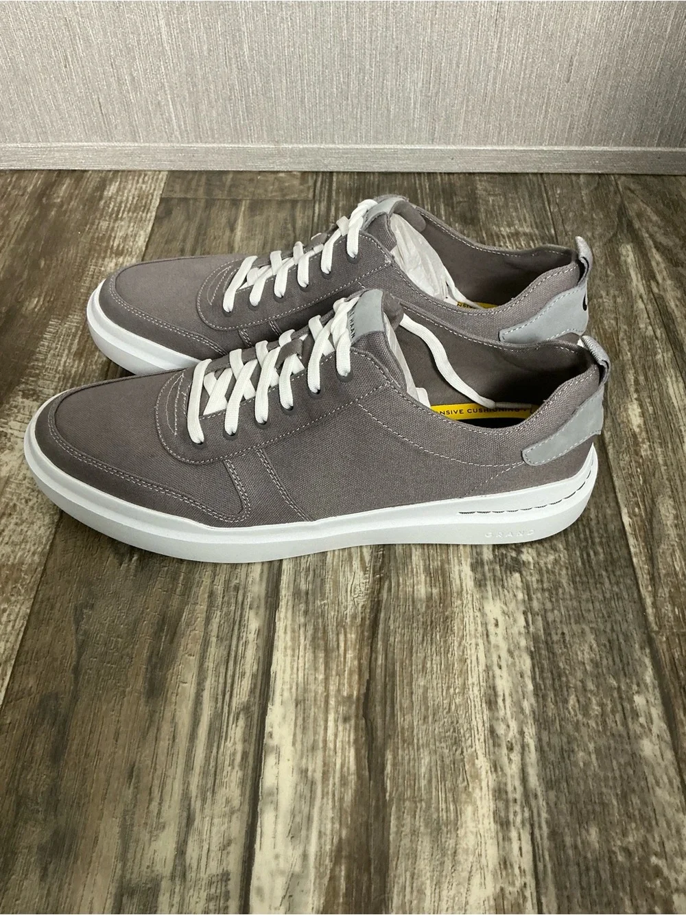 Cole Haan Men’s Gray Canvas Low-Top Sneakers with White Sole - Picture 15 of 16